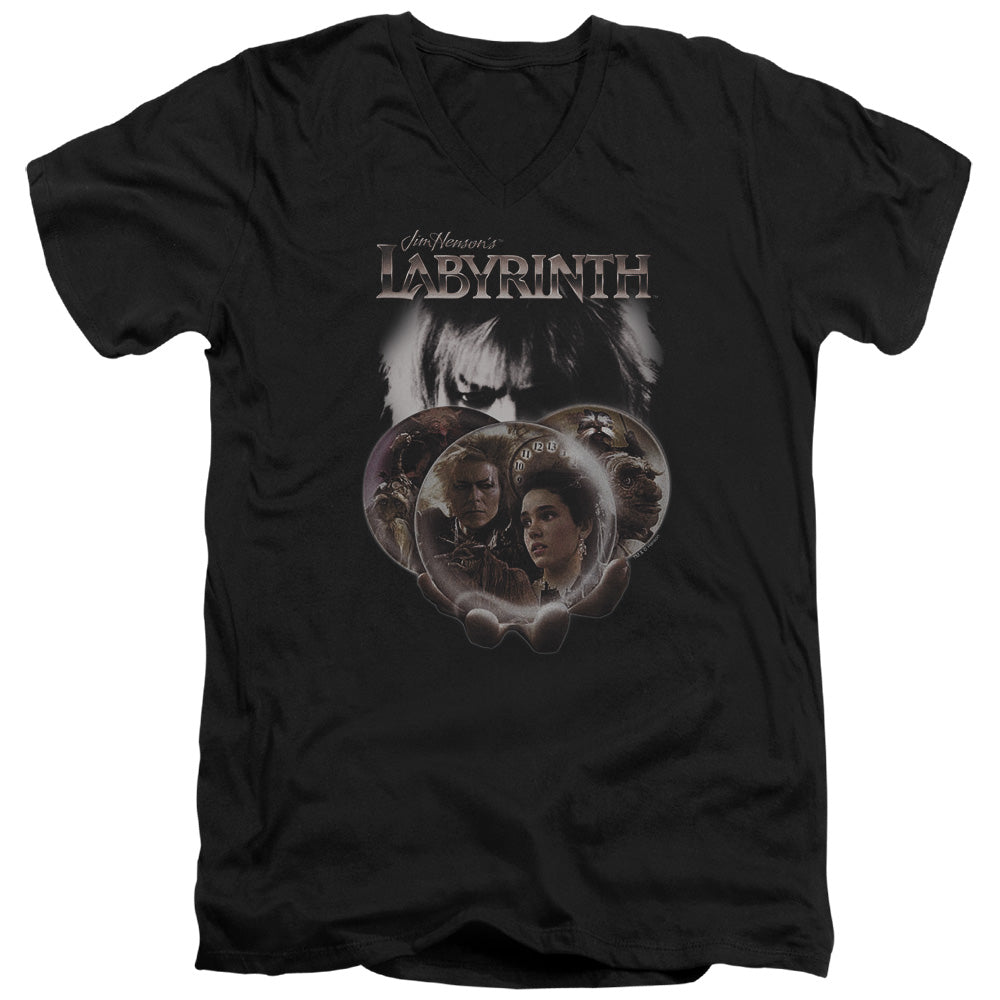 Labyrinth/globes - S/s Adult V-neck - Black