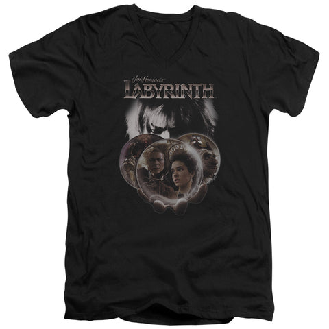 Labyrinth/globes - S/s Adult V-neck - Black