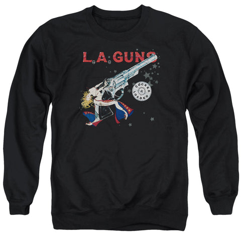 La Guns/cocked And Loaded-adult Crewneck Sweatshirt-black