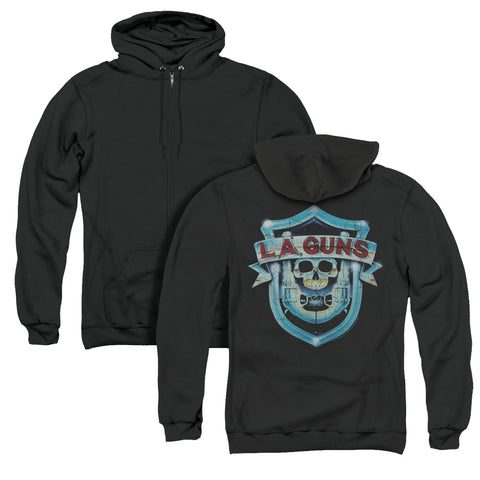 La Guns/la Guns Shield (back Print) - Adult Zipper Hoodie-black