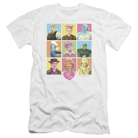 I Love Lucy/so Many Faces-premuim Canvas Adult Slim Fit 30/1-white