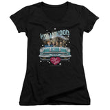 Juniors Sheer Cap Sleeve V-Neck