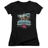 Juniors Sheer Cap Sleeve V-Neck
