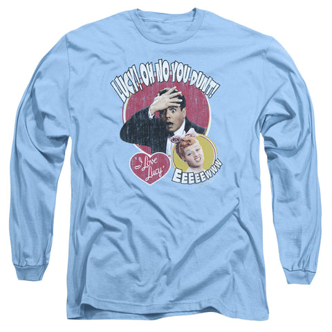 I Love Lucy/yelling In Spanish - L/s Adult 18/1 - Carolina Blue