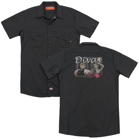 I Love Lucy/divas (back Print) - Adult Work Shirt - Black
