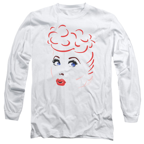 I Love Lucy/lines Face - L/s Adult 18/1 - White