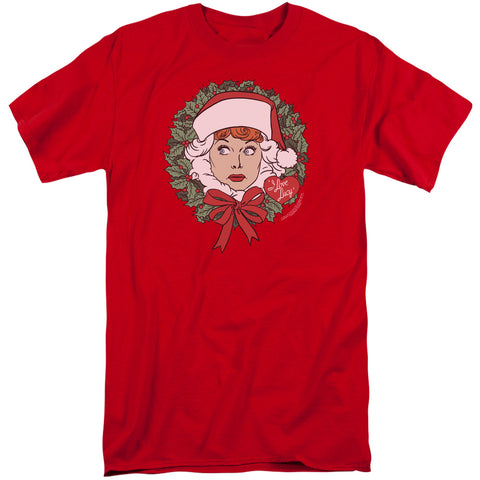 I Love Lucy/wreath-s/s Adult Tall-red