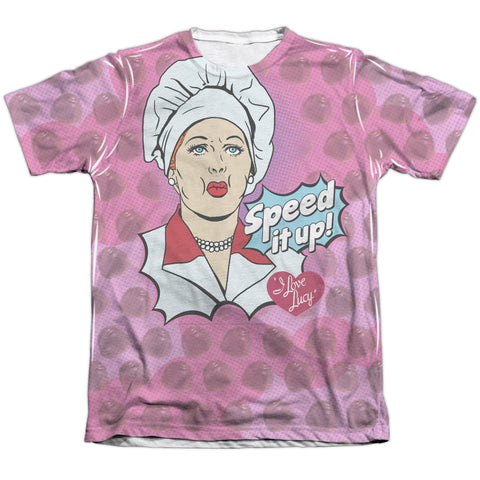 I Love Lucy/all Over Speed It Up-adult Poly/cotton S/s Tee-white