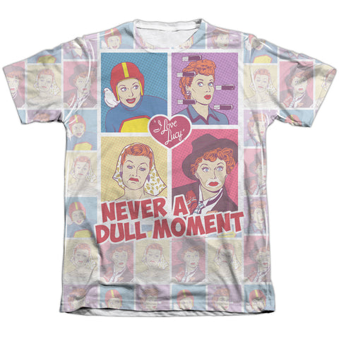I Love Lucy/all Over Panels-adult Poly/cotton S/s Tee-white