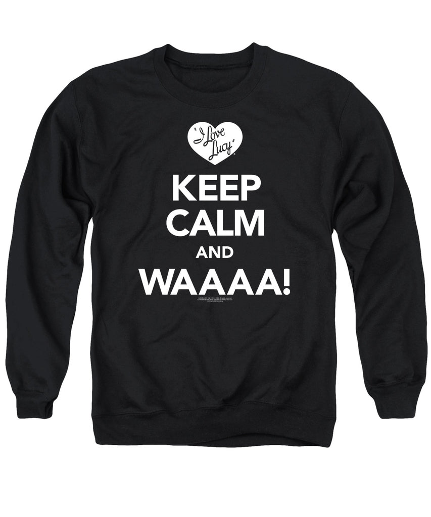 I Love Lucy/keep Calm Waaa - Adult Crewneck Sweatshirt - Black