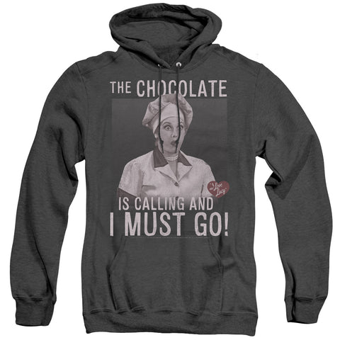 I Love Lucy/chocolate Calling-adult Heather Hoodie-black