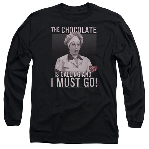I Love Lucy/chocolate Calling-l/s Adult 18/1-black
