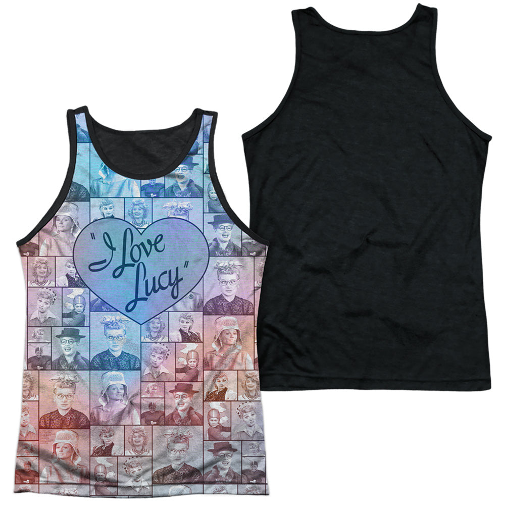 I Love Lucy/many Moods-adult Poly Tank Top Black Back-white