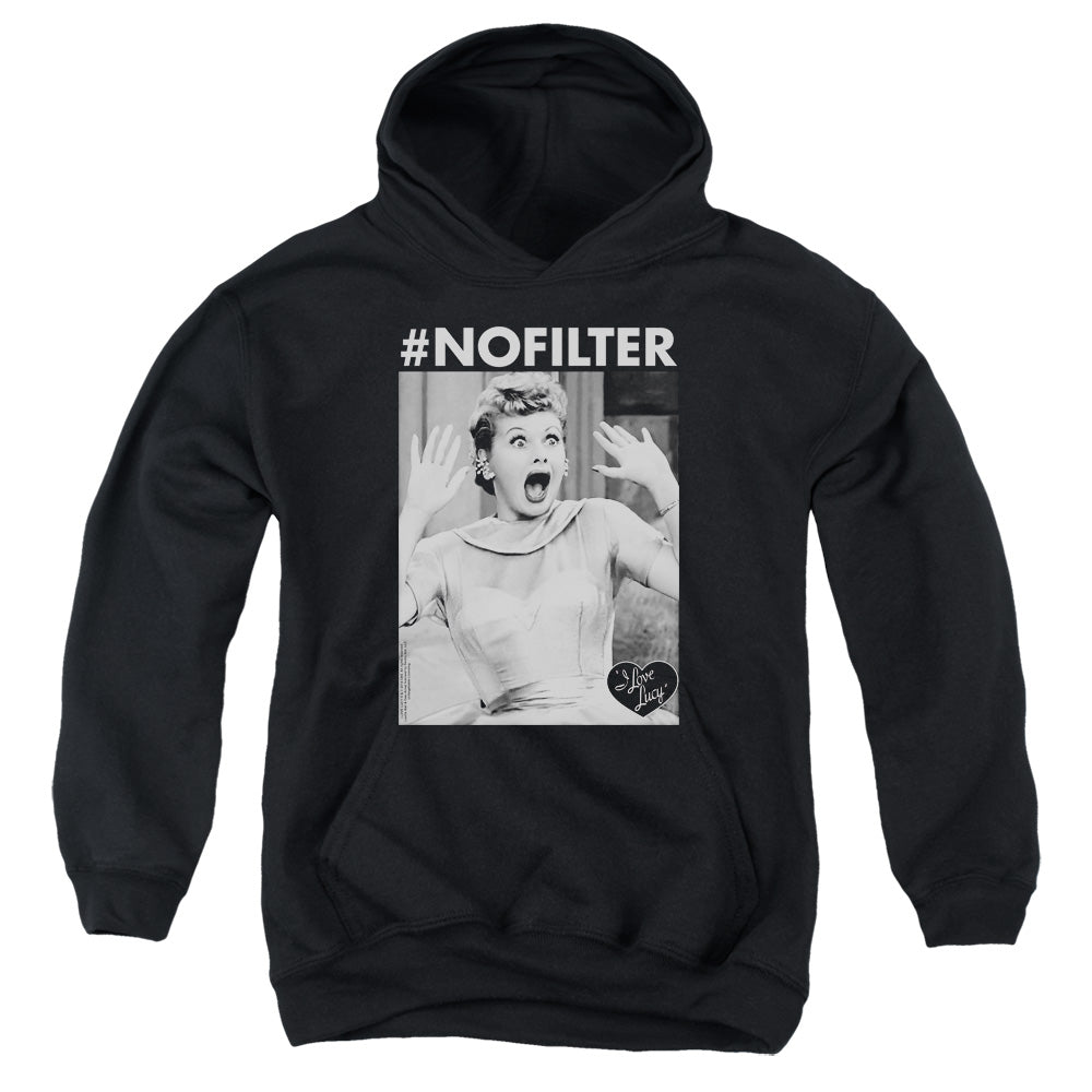 I Love Lucy/no Filter-youth Pull-over Hoodie-black
