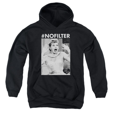 I Love Lucy/no Filter-youth Pull-over Hoodie-black