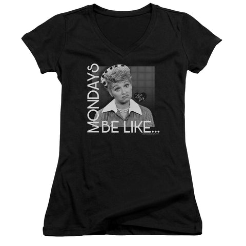 I Love Lucy/mondays Be Like-junior V-neck-black