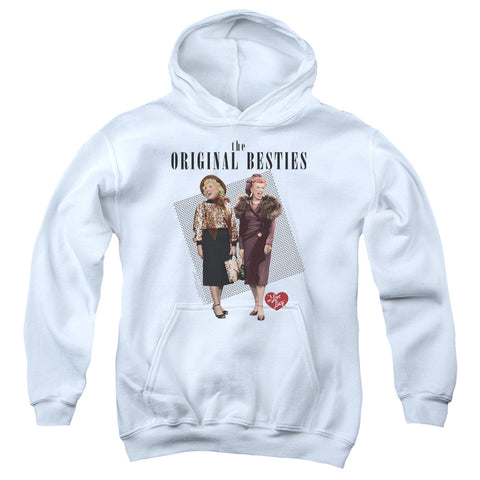 I Love Lucy/original Bestie-youth Pull-over Hoodie-white