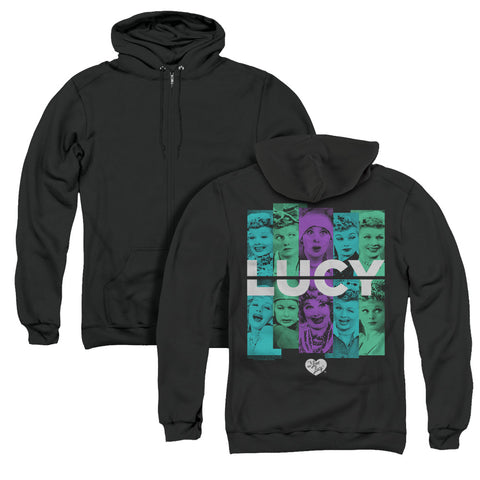 I Love Lucy/shades Of Lucy (back Print) - Adult Zipper Hoodie-black