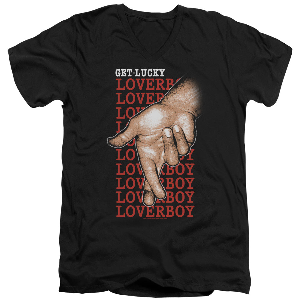 Loverboy/fingers Crossed-s/s Adult V-neck 30/1-black