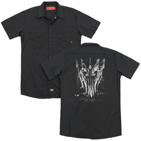Lor/big Sauron Head (back Print) - Adult Work Shirt - Black