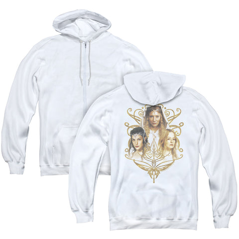 Lor/women Of Middle Earth (back Print) - Adult Zipper Hoodie - White