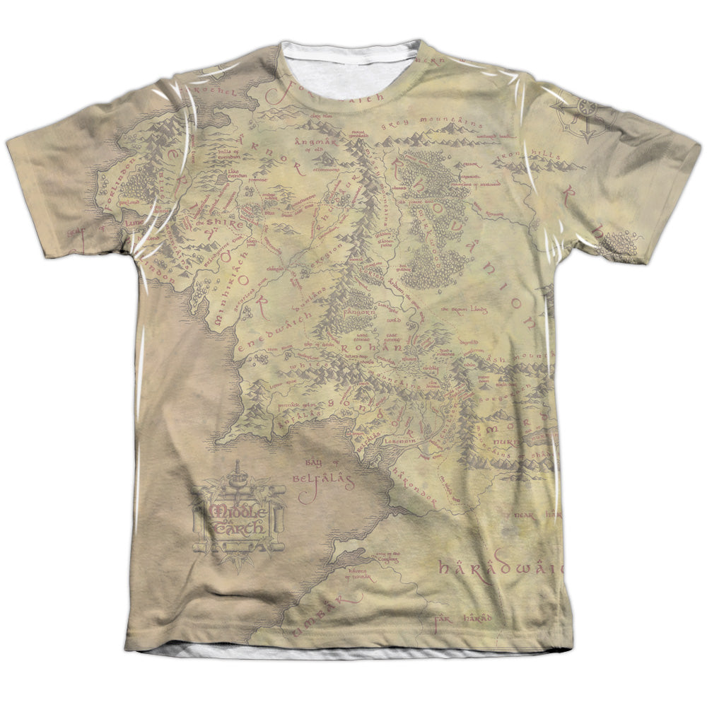 Lor/middle Earth Map-adult Poly/cotton S/s Tee-white