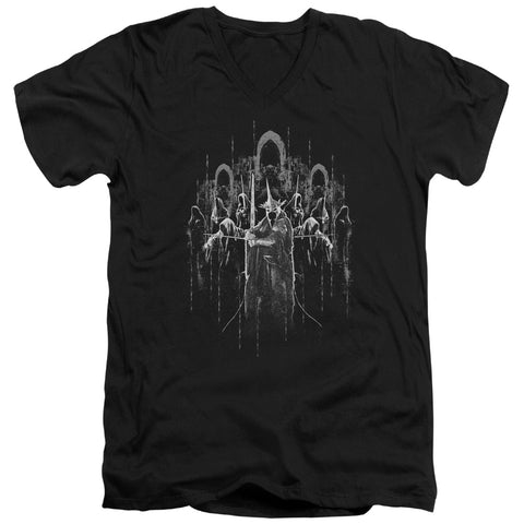 Lord Of The Rings/the Nine-s/s Adult V-neck 30/1-black