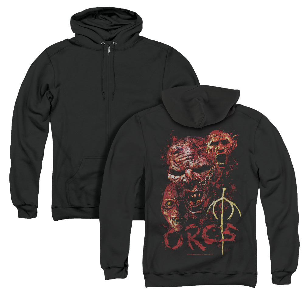 Lor/orcs (back Print) - Adult Zipper Hoodie - Black