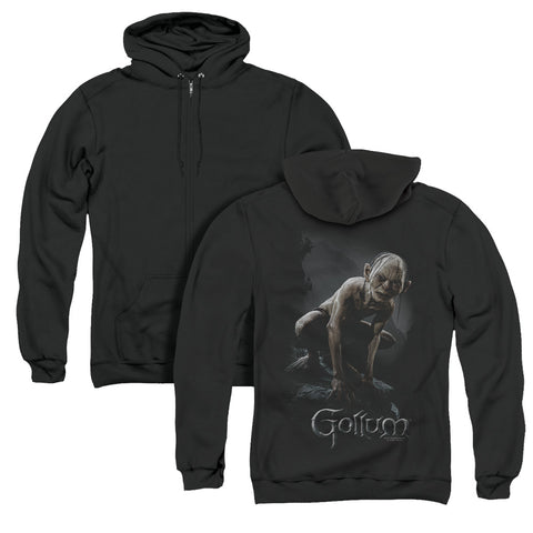 Lor/gollum (back Print) - Adult Zipper Hoodie - Black