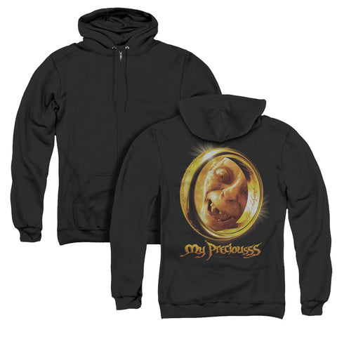 Lor/my Precious (back Print) - Adult Zipper Hoodie - Black