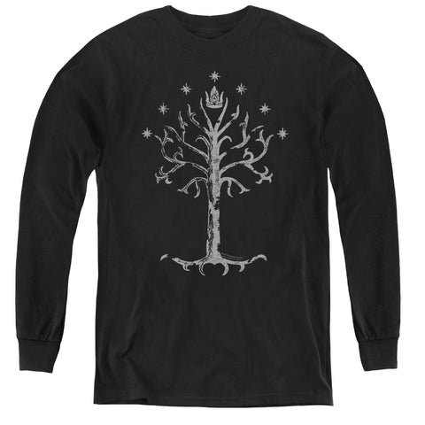 Lor/tree Of Gondor-youth Long Sleeve Tee-black