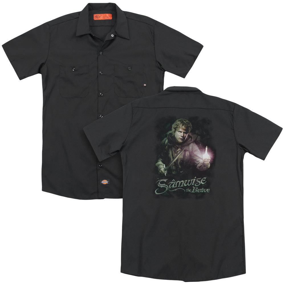 Lor/samwise The Brave (back Print) - Adult Work Shirt - Black