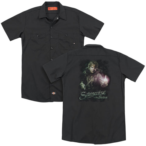 Lor/samwise The Brave (back Print) - Adult Work Shirt - Black