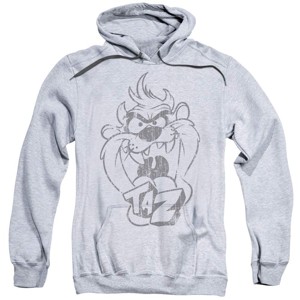 Looney Tunes/faded Taz-adult Pull-over Hoodie-athletic Heather