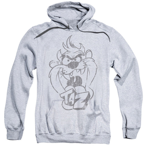 Looney Tunes/faded Taz-adult Pull-over Hoodie-athletic Heather