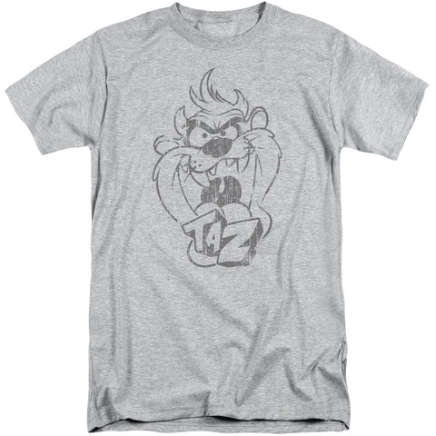 Looney Tunes/faded Taz-s/s Adult Tall 18/1-athletic Heather