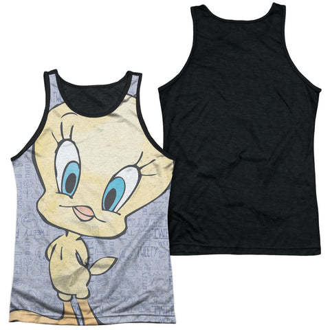 Looney Tunes/tweety Girl-adult Poly Tank Top Black Back-white