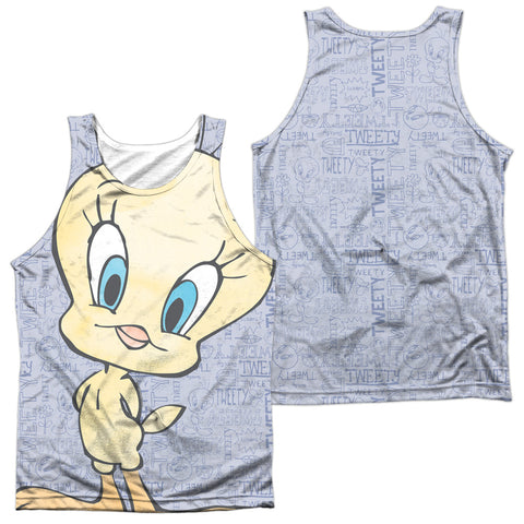 Looney Tunes/tweety Girl (front/back Print)-adult Poly Tank Top-white