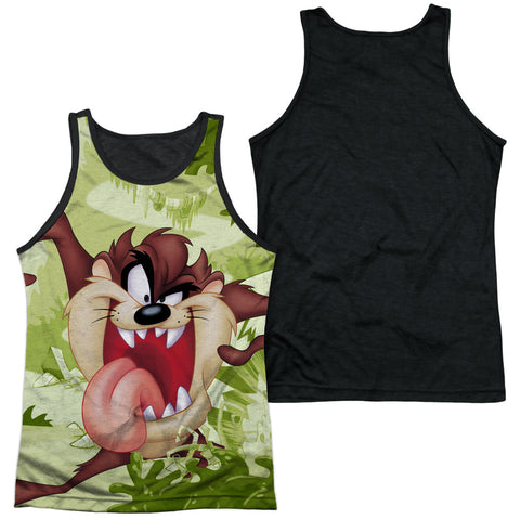 Looney Tunes/taz-adult Poly Tank Top Black Back-white