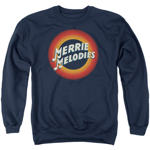 Looney Tunes/merrie Logo-adult Crewneck Sweatshirt-navy