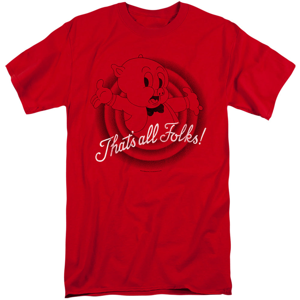 Looney Tunes/thats All Folks-s/s Adult Tall 18/1-red