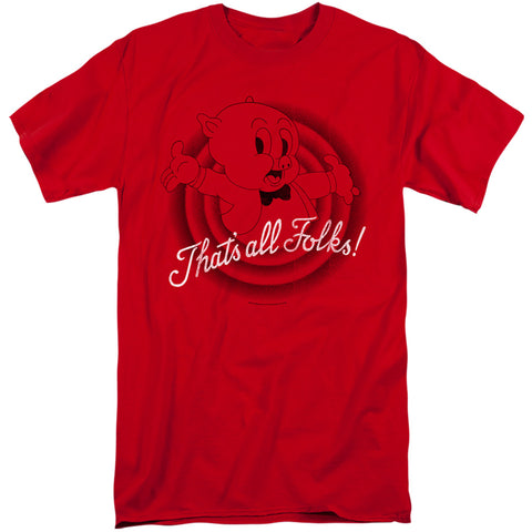Looney Tunes/thats All Folks-s/s Adult Tall 18/1-red