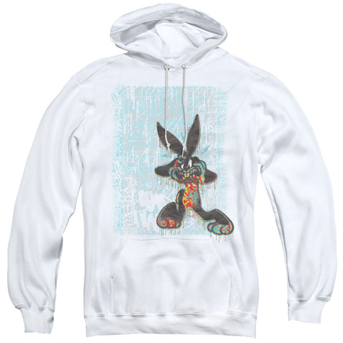 Looney Tunes/graffiti Rabbit-adult Pull-over Hoodie-white