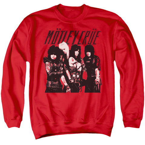 Motley Crue/group-adult Crewneck Sweatshirt-red