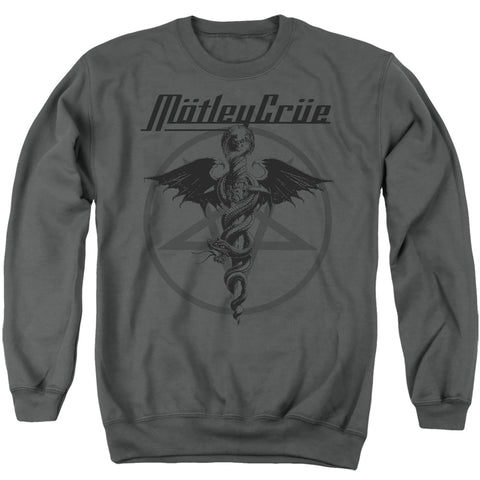 Motley Crue/dr Devil-adult Crewneck Sweatshirt-charcoal