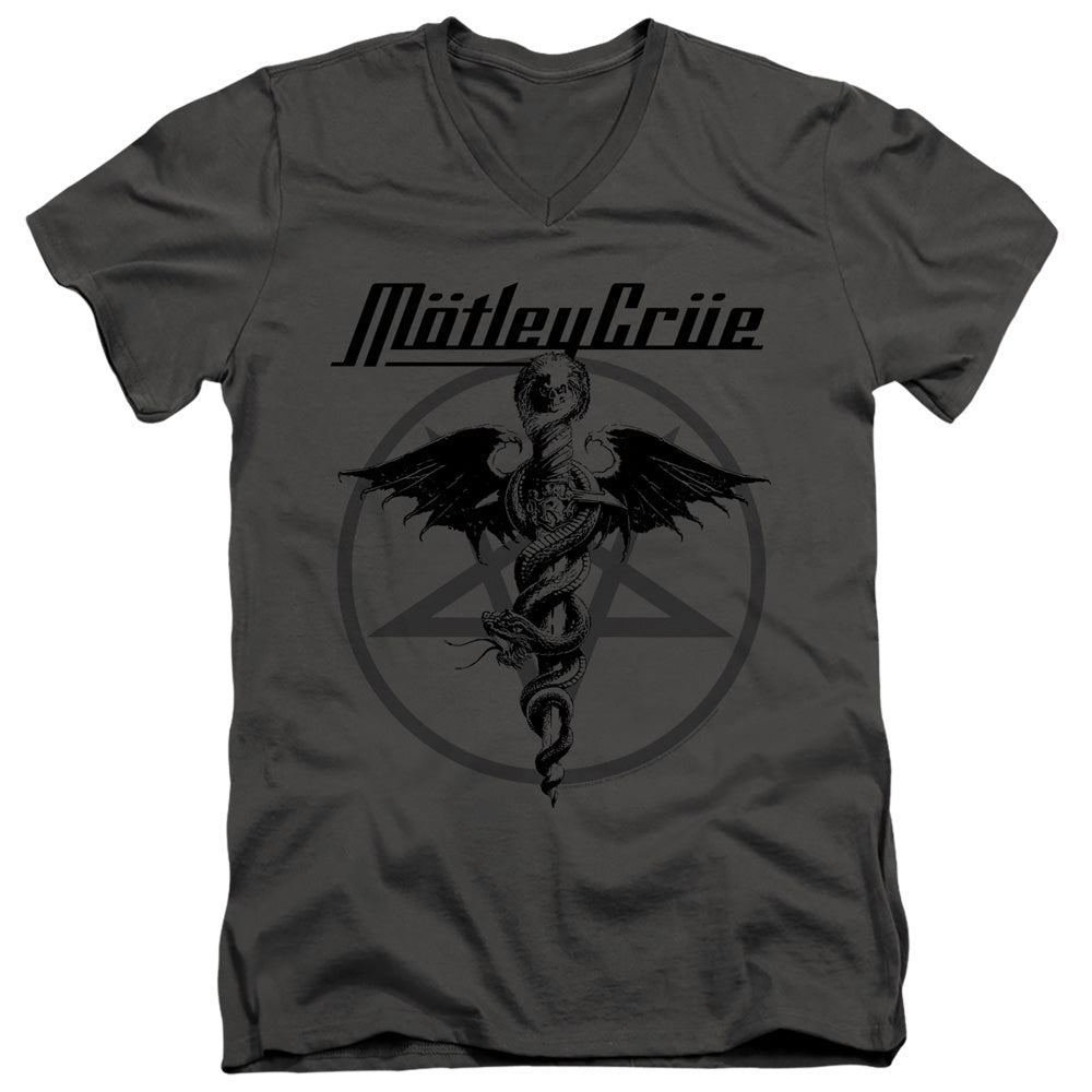 Motley Crue/dr Devil-s/s Adult V-neck 30/1-charcoal