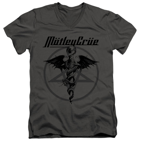 Motley Crue/dr Devil-s/s Adult V-neck 30/1-charcoal