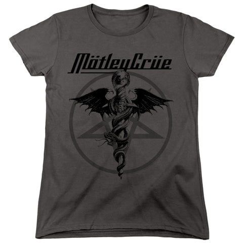 Motley Crue/dr Devil-s/s Women's Tee-charcoal