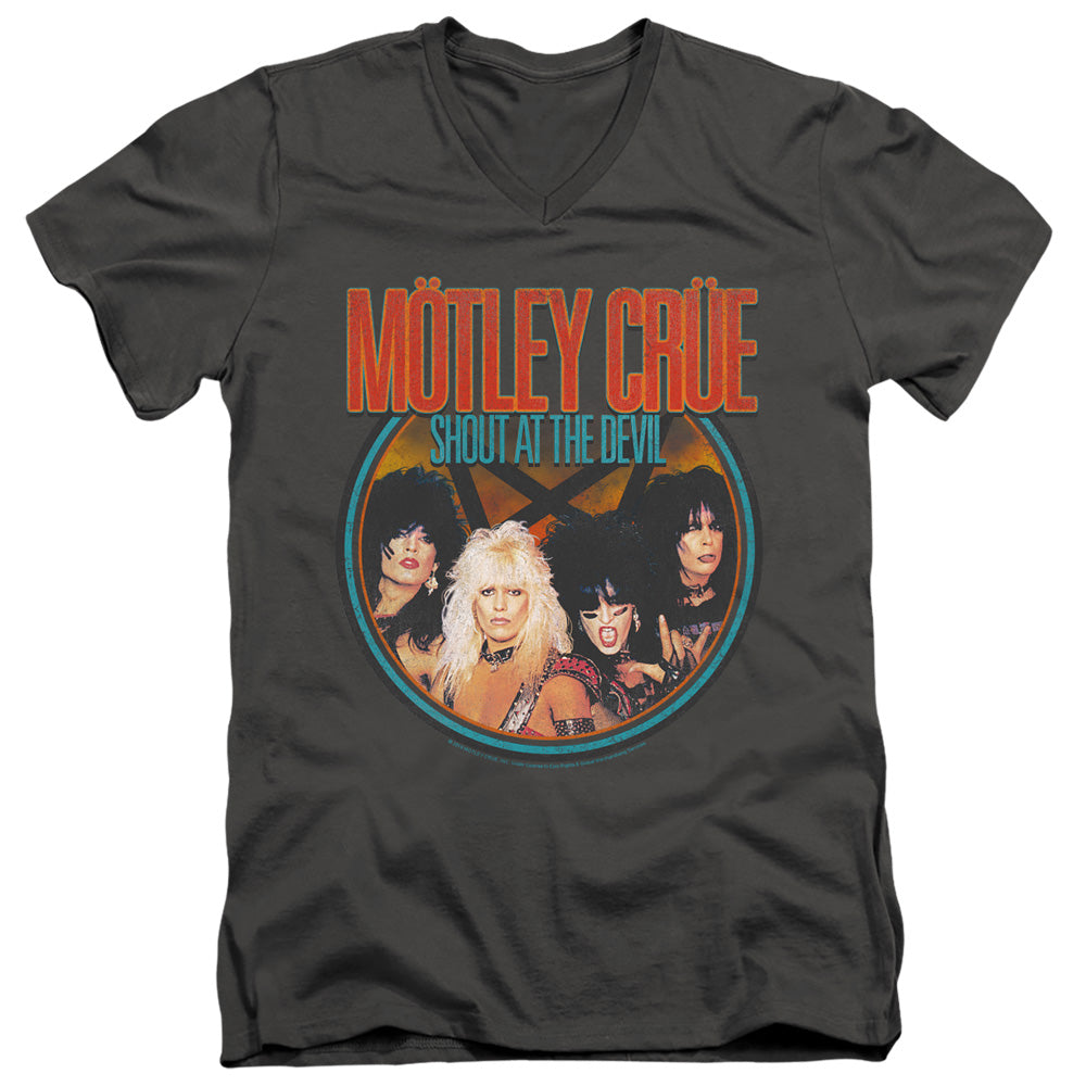 Motley Crue/crue Shout-s/s Adult V-neck 30/1-charcoal