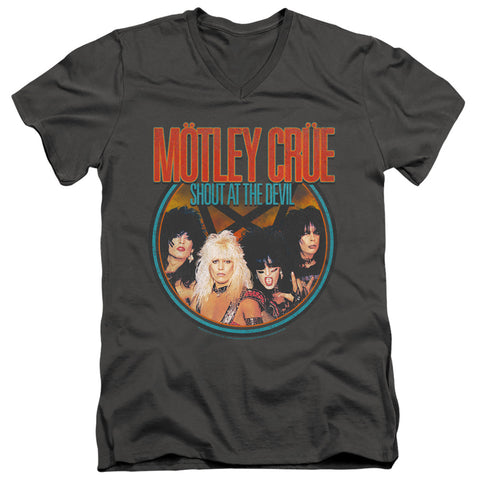 Motley Crue/crue Shout-s/s Adult V-neck 30/1-charcoal